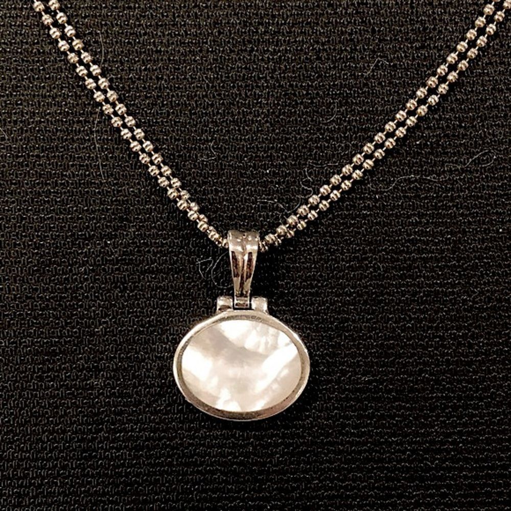 Vintage Sterling Silver and Mother of Pearl Double Strand Necklace
